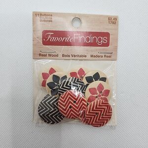 Blumenthal Lansing Wood Buttons Chevron Flower 7/8" 22mm Flat 2 Hole 11 Ct.